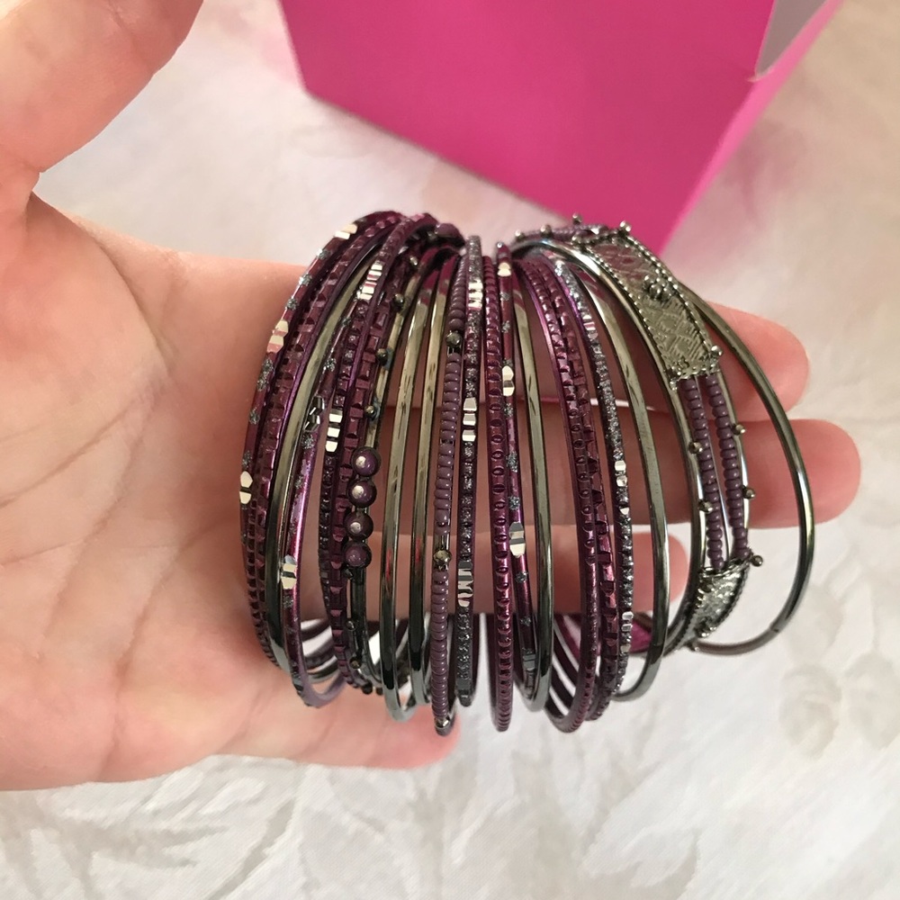Charming Charlie purple stackable bangle bracelets - Picture 2 of 2